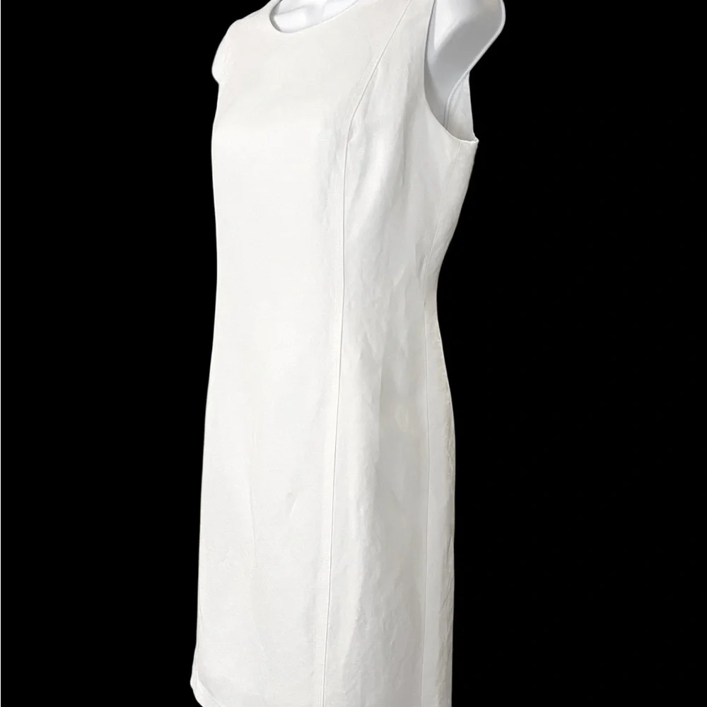 Calvin Klein White Midi Lined Scoop Neck Sleeveless Sheath Dress Size 6. - Picture 4 of 12